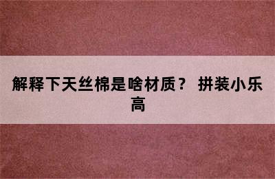 解释下天丝棉是啥材质？ 拼装小乐高